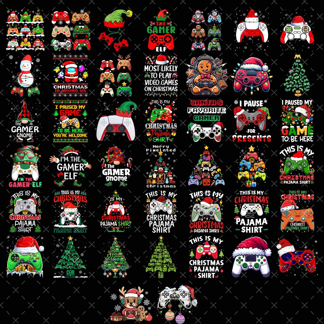 Christmas Gamer PNG Bundle, Video Game Controller Sublimation Designs ...