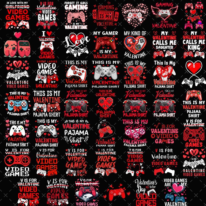 Gamer Valentine PNG Bundle, Video Game Love Quotes, Controller Heart ...
