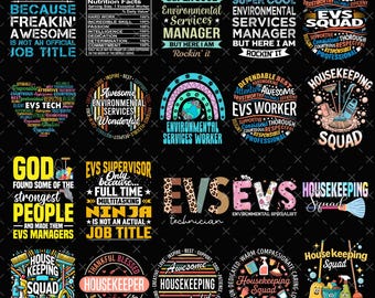 20 Environmental Services PNG Bundle, EVS Squad PNG, Housekeeping Squad png, Cleaning Staff png, Janitor Appreciation png, Digital Download