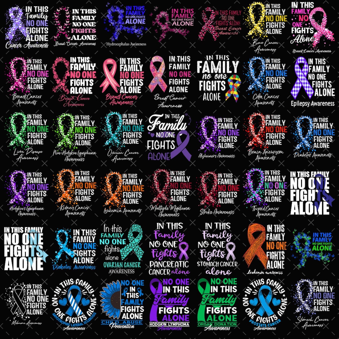 Cancer Awareness Ribbon PNG Bundle, in This Family No One Fights Alone ...