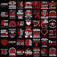 Stroke Awareness Png Bundle, Stroke Ribbon Png, Red Ribbon Png, Stroke ...