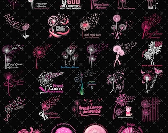 30+ Dandelion Breast Cancer Png Bundle,Never Giver Up Png,Pink Ribbon Png, Breast Cancer Month Png, Breast Cancer Fighter Png,Breast Cancer