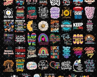 50+ Inspirational Quotes PNG, Good Vibes Bundle PNG, Motivational Png Bundle, Mental Health Png, Positive Quotes Png, Commercial Use