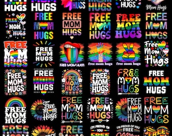 Free Mom Hugs Png Bundle, Proud Mom Png,Free Mom Hugs Png, Gay Pride Png, Lgbtq Proud Mom Png, Mothers Day Png, Sublimation Design