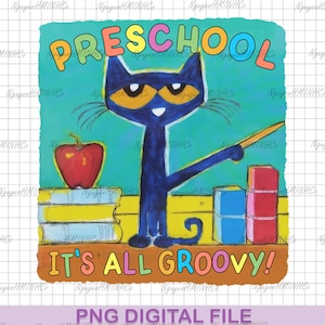 Preescolar: Todo es genial (Png), Libros infantiles (Png), Vida docente (Png), Amante de los libros (Png), Jardín de infancia (Png), Camiseta de docente (Png), El gato Pete (Png)