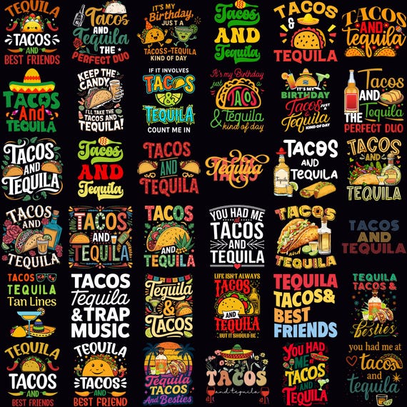 Tacos and Tequila PNG Bundle, Cinco de Mayo Fiesta PNG, Mexican Party Drink PNG, Margarita png, Funny Fiesta Shirt png