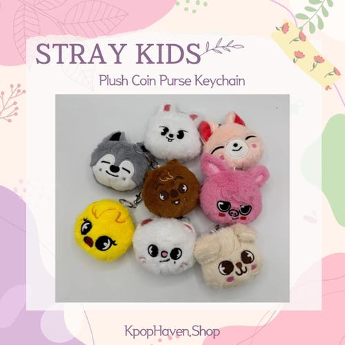 Mini Stray Kids SKZOO Plush Coin Purse Keychain, Wolfchan, Bbokari