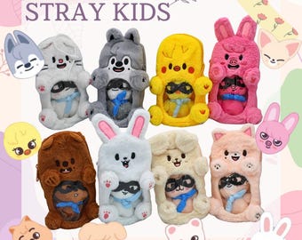 Stray Kids SKZOO Plush Display Case, Wolfchan, Bbokari, Jiniret