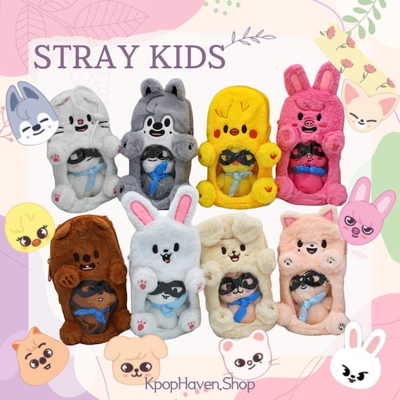 Stray Kids SKZOO Plush Display Case, Wolfchan, Bbokari, Jiniret