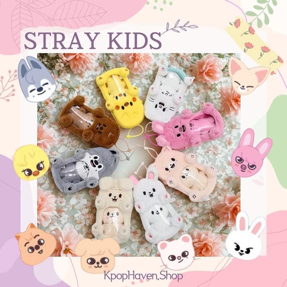 Stray Kids SKZOO Plush Display Case, Wolfchan, Bbokari, Jiniret