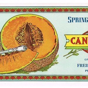 Original vintage Melon Crate label c1910 Preston Maryland Spring Garden Farms Schmick