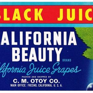 Original Vintage Traubenkiste Label 1950er Jahre California Beauty Rosen Floral Fresno California