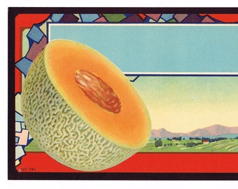 Original Vintage c1930 Stock fantastisches Design seltene Bild Art Deco Airzona Melone Landschaft