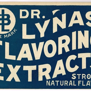 Cartel publicitario original de cartón vintage para tienda General Store c1910 Dr. Lynas Quack Medicine Blue