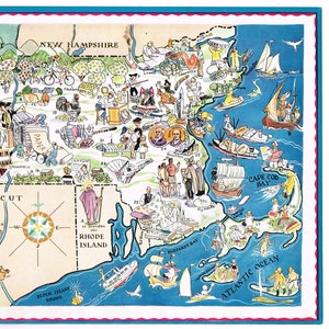 Seltene Vintage Berta & ElmerHader Karte Cartoon bildlich 1932 Massachusetts Boston Cape Cod Nautical shipping