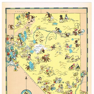 Original seltene Vintage Ruth Taylor Karte Cartoon bildliche 1935 Nevada Reno Carson City Las Vegas