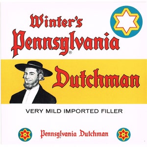 Original vintage cigar box label c1950s Winters Pennsylvania Dutchman Dutch Barn Hex