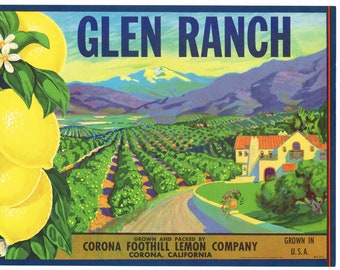 Corona Riverside County Progressive Lemon Citrus Crate Label Art Print 