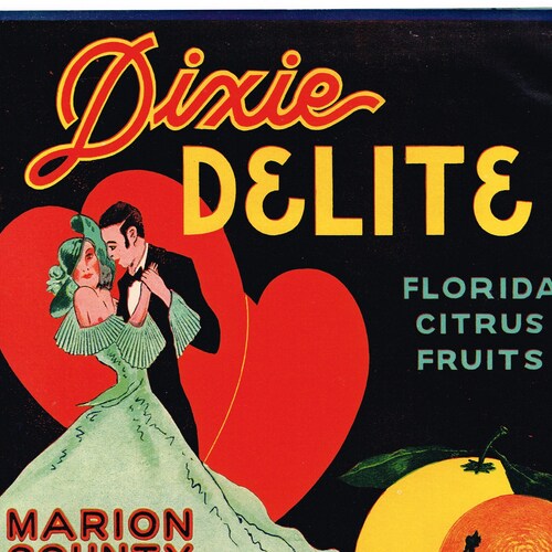 Original vintage Florida citrus crate label c1930s Moonbeam Nelson Oviedo Seminole County 7x7