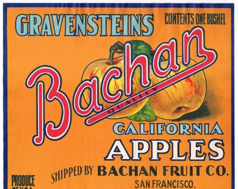 Original Vintage Apple Crate Label 1930s Bachan Newton