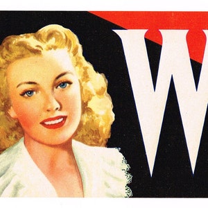 Original vintage avocado crate label 1940s White Collar Brand Pin Up Los Angeles 751 South Central Avenue