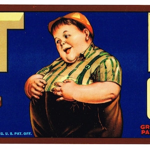 Original Vintage Traubenkiste Label 1940er Jahre Fat Pak L.R. Hamilton Reedley California Chubby Jolly 13x4&quot;