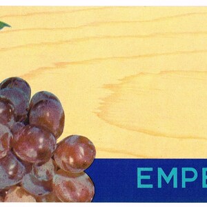 Original vintage 1940s Stock Grape Label design for craft projects scrapbooking Wood Grain