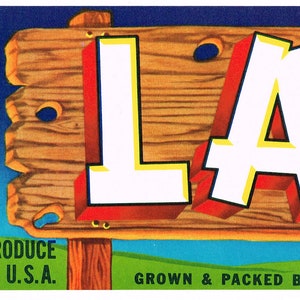 Original vintage fruit crate label 1960s Lanky Gunsmoke Western Theme Oxnard California File Sample 1962 Hosaki