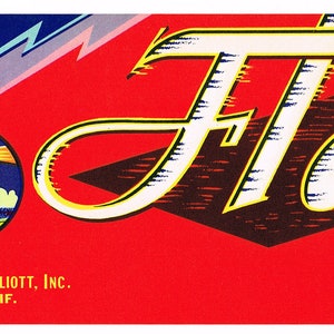 Original vintage grape crate label 1950s Flash Electricity Typography Cutler California Advertising