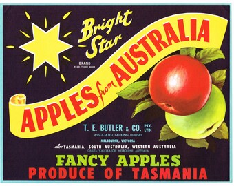 Tasmania Australia Beautiful Apple Fruit Crate Label Art Print