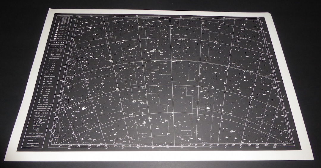 Vintage Astronomy Original Print Star Chart Map 1962 Celestial Space ...