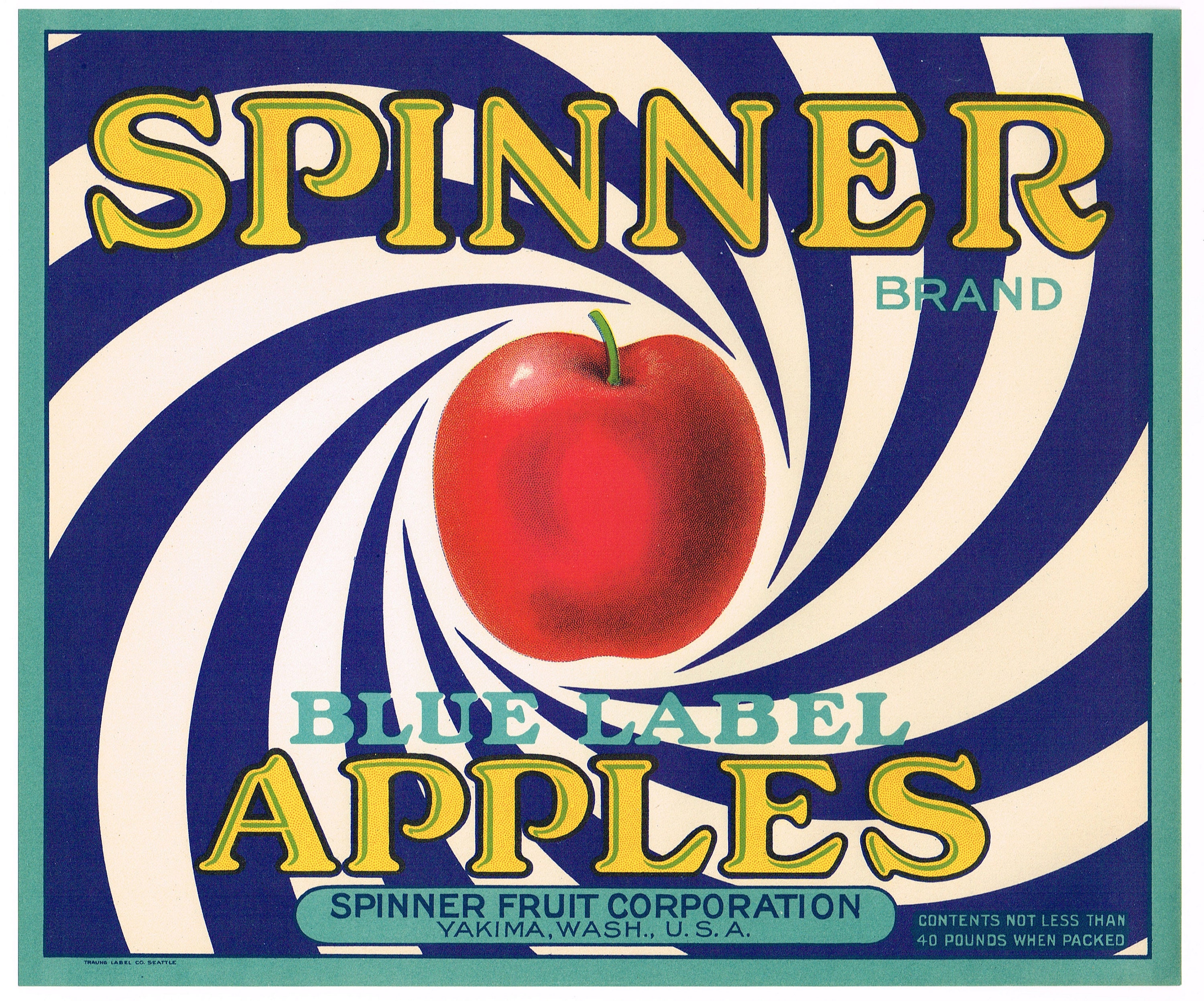 1930 Этикетки. Фрут Корпорейшн. Лейбл Apple. Spin Fruit GPO.