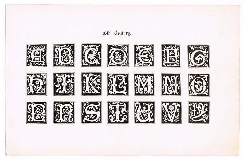 Original antique print plate 1906 Typography Letting Tattoo 16th Century Examples