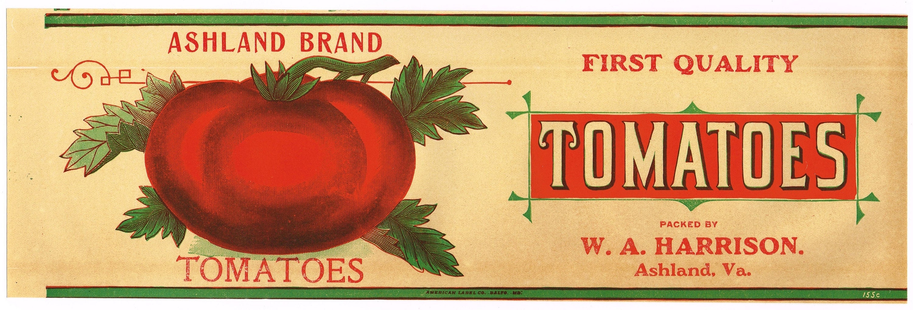 Original Vintage Tin Can Label C1910 Stock Tomatoes Folk Art