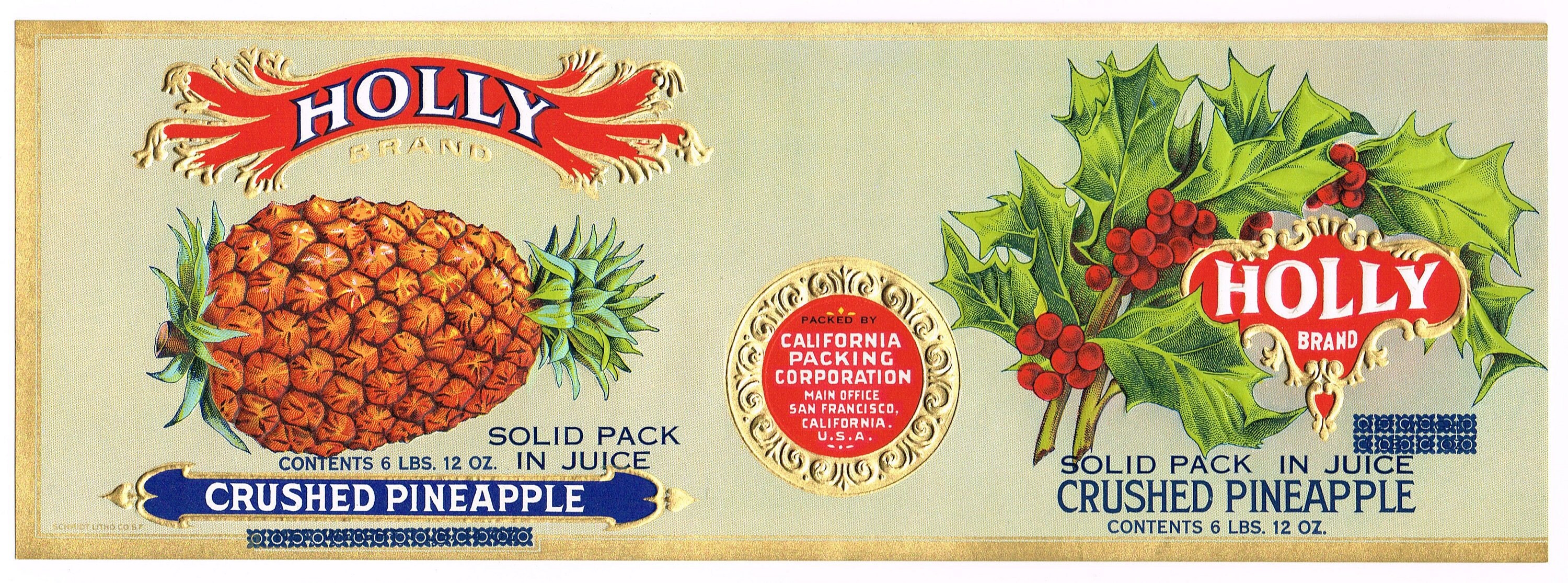 Original Vintage Tin Can Label C1915 Holly Xmas Christmas San - Etsy