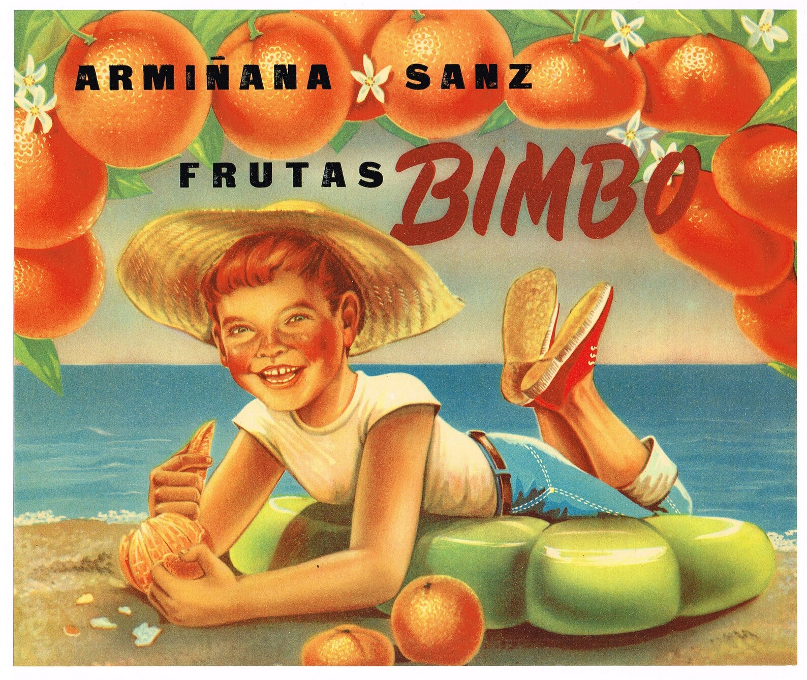 Original Vintage Spanish Citrus Crate Label 1950s Spain Bimbo Etsy