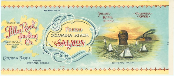 WESTERN ROSE SALMON & BLUE LETTER A TUNA ASTORIA COLUMBIA RIVER 2 CAN LABELS