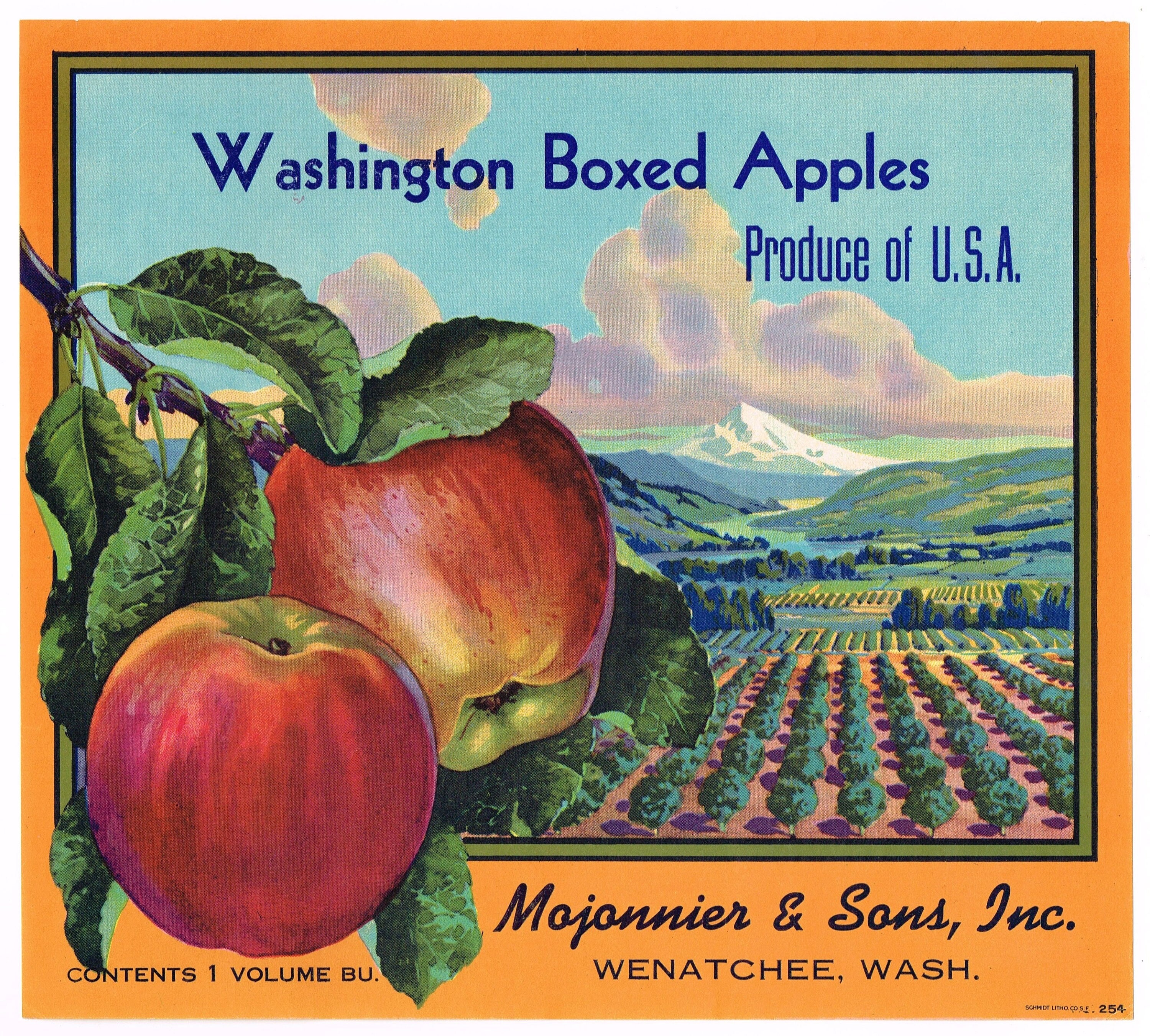 Original Vintage Apple Crate Label 1940s Washington Boxed Apples