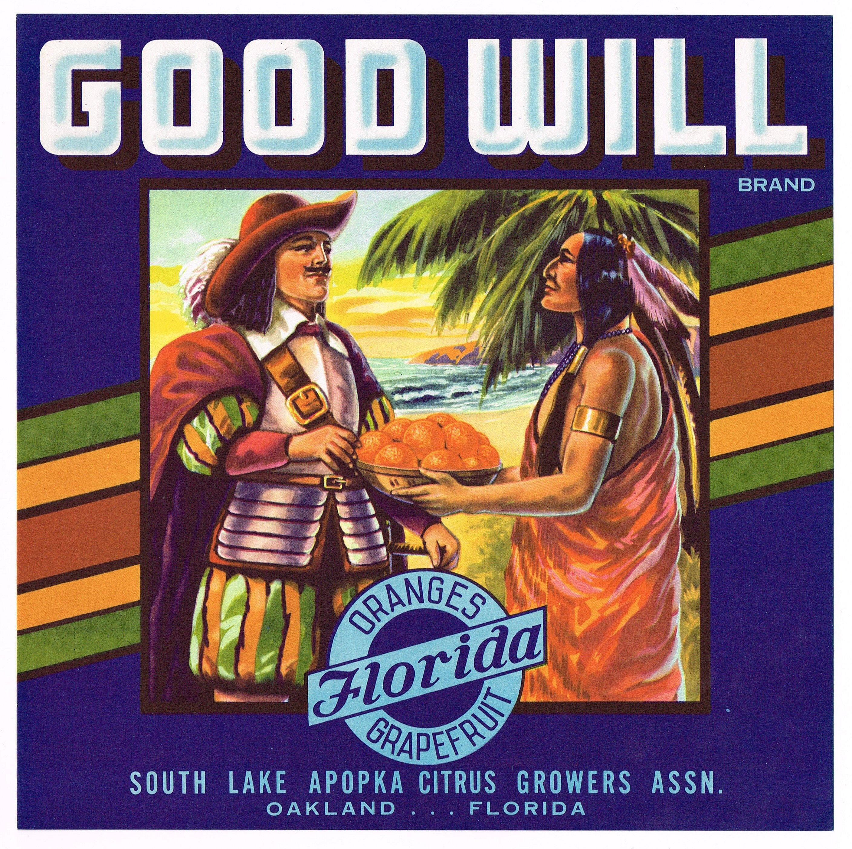 Original Vintage Florida Citrus Crate Label C1940s Good Will South