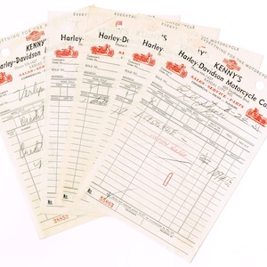 5 Original Harley Davidson Motorrad Rechnung Quittungen 1955 Kansas City Missouri Kennys