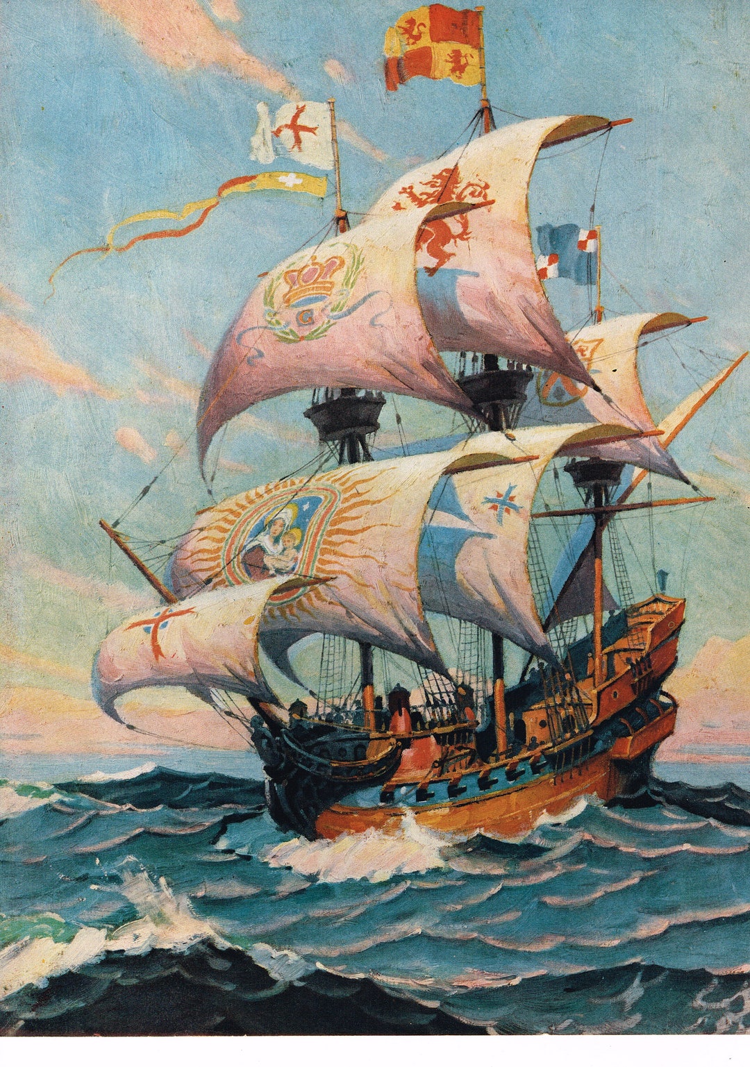 人気海外ブランドアイテム｜ファッション通販 C1930 Print Vintage Genuine Original Nautical Ship Sailing 絵画