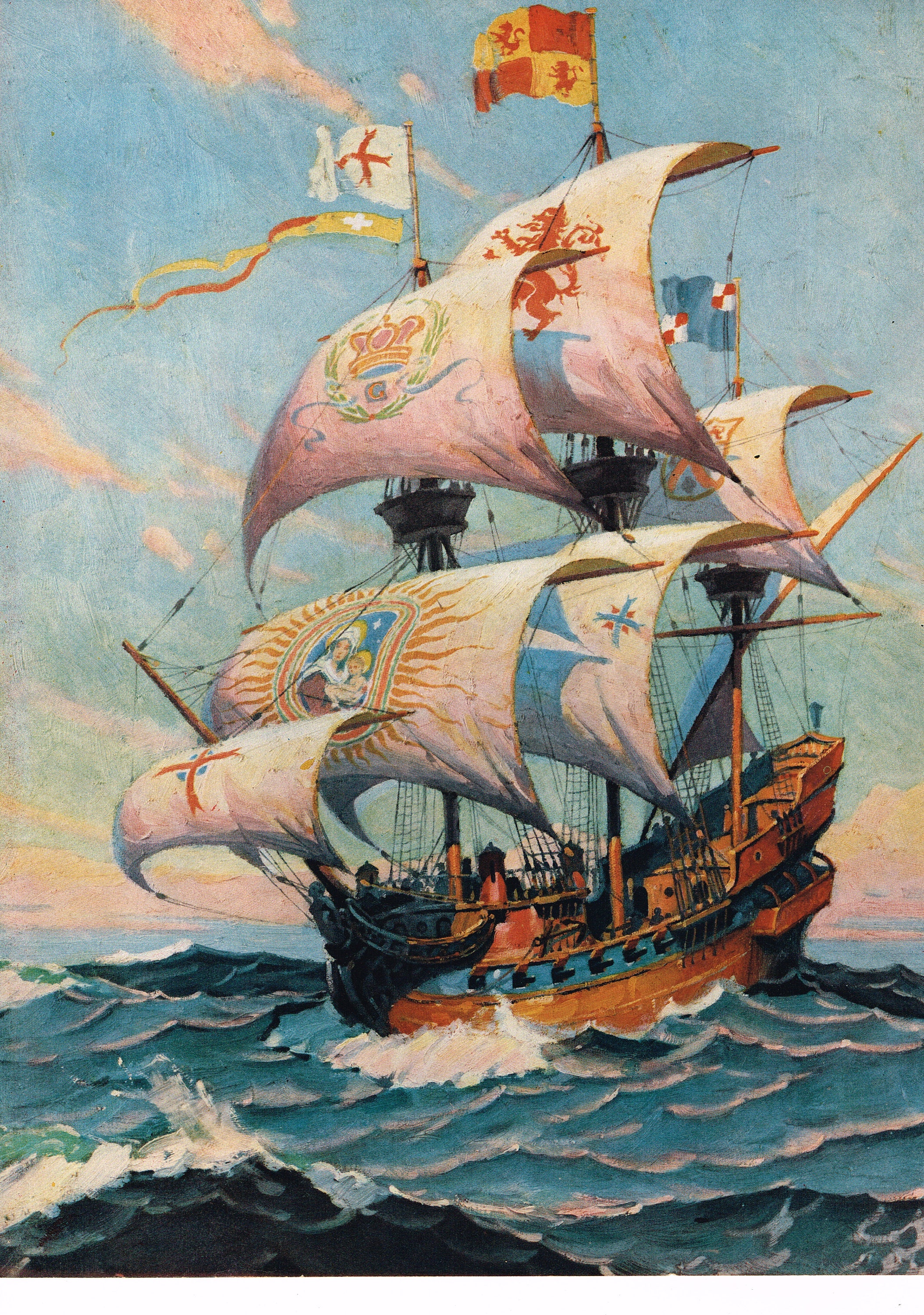 Original Genuine Vintage Print C1930 Nautical Sailing Ship Original Genuine Vintage Print C1930 Nautical Sailing Ship