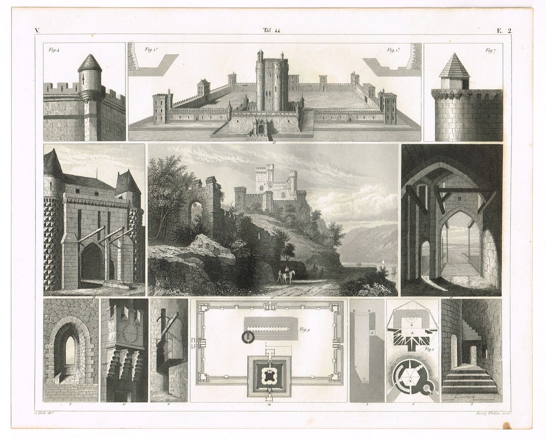Original Antique Steel Plate Engraving Print 1851 Military Technology