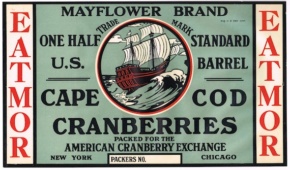 Original Cranberry Advertising Label 1930's Vintage Mayflower