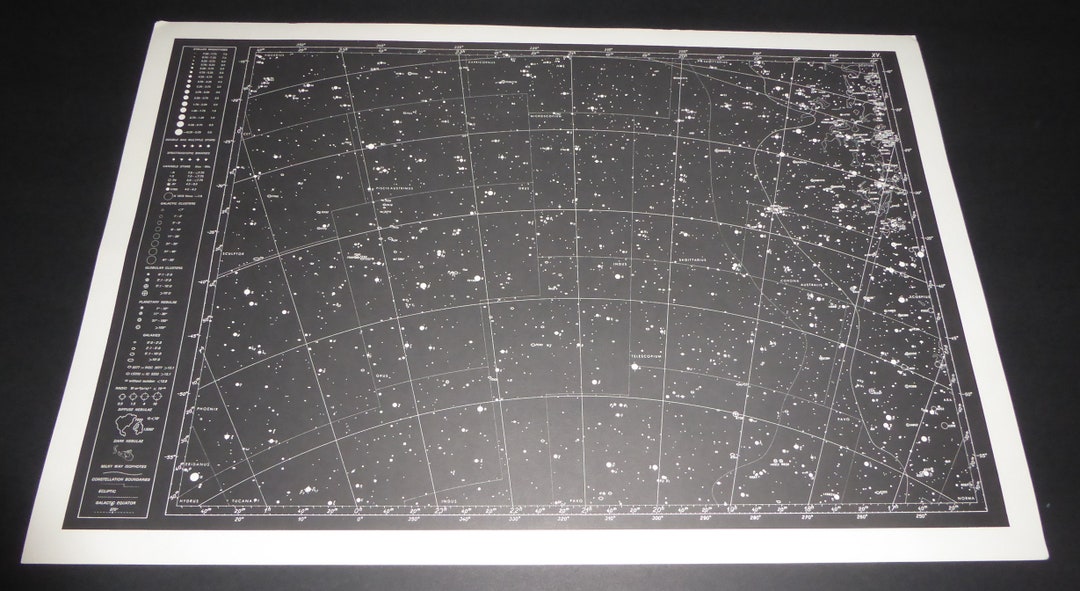 Vintage Astronomy Original Print Star Chart Map 1962 Celestial Space ...