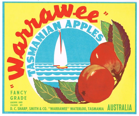Vintage Tasmanian Australian Apple Case Labels Fruit Wall Art Poster C set 10 