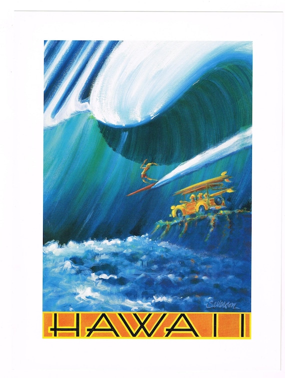 john severson ジョンセバーソンの絵画　29/300 サイン入　大作 Original John Severson Small Poster Surfing Surf Art 1990s 12x9