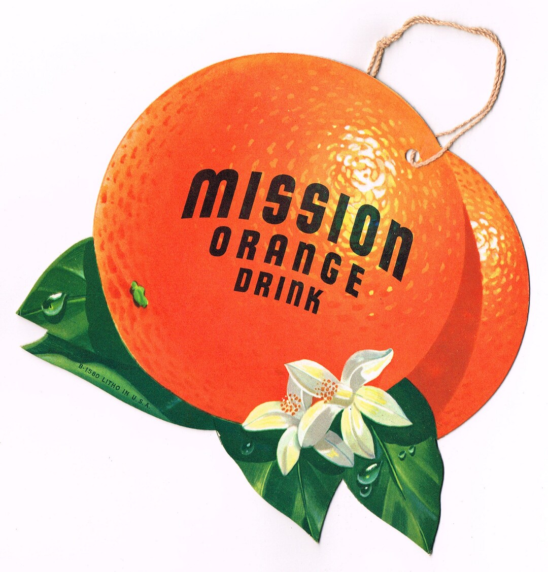 Original Mission Orange Drink Die Cut Fan Pull Advertising 1930's ...