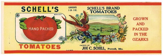 Original Vintage Tin Can Label 1920s Schell Schell's Brand - Etsy