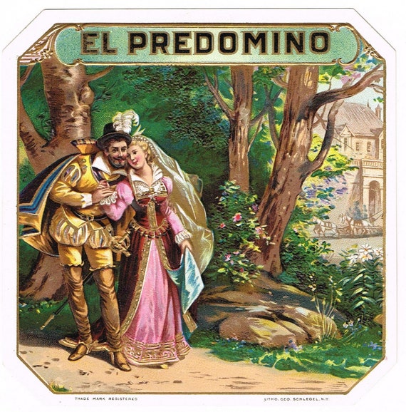 Original Vintage Cigar Box Label C1910 Chromolithograph El 